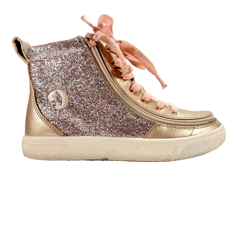 Billy Classic Lace High Pink/Silver Glitter Girls Shoes Kids Size 2M BK22100-680